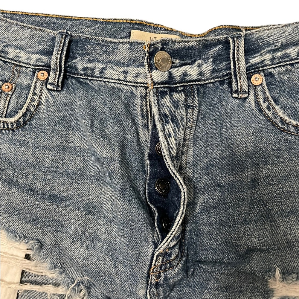 Free People Distressed High Waist Jean Shorts - Picture 4 of 5
